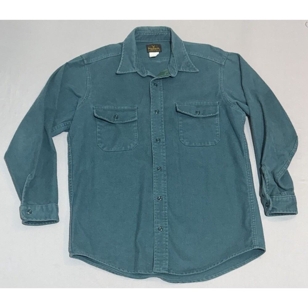 Vintage Deerskin Melton Shirt Co Men’s Large Green Chamois Work Shirt Made USA